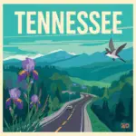 Since you are building out the full 50-state grid for Marked by Memory, here is the optimized text for the Tennessee poster. This format keeps your SEO consistent while ensuring your brand name is baked into the metadata. Tennessee Image Metadata Caption (Visible): Tennessee Roadside Memorial Laws Alt Text (SEO & Accessibility): Vintage-style Tennessee travel poster by Marked by Memory featuring the Great Smoky Mountains and iris flowers, illustrating state roadside memorial laws and TDOT regulations.